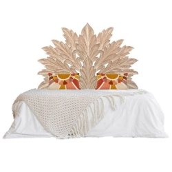 Hand Carved Solid Wood Leaf Headboard Bed Frame