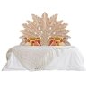Hand Carved Solid Wood Leaf Headboard Bed Frame