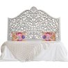 Exquisite Carved Wood Bed Headboard White Finish
