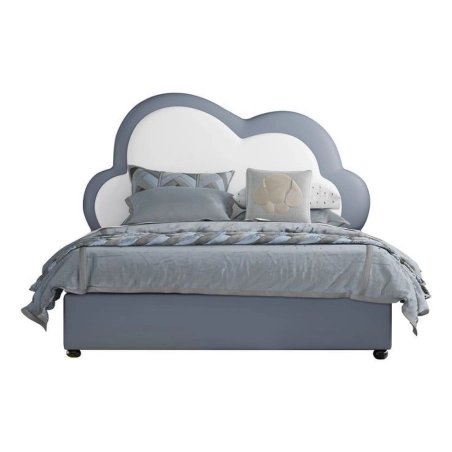 Kids Cloud Design Upholstered Bed with Plush Headboard