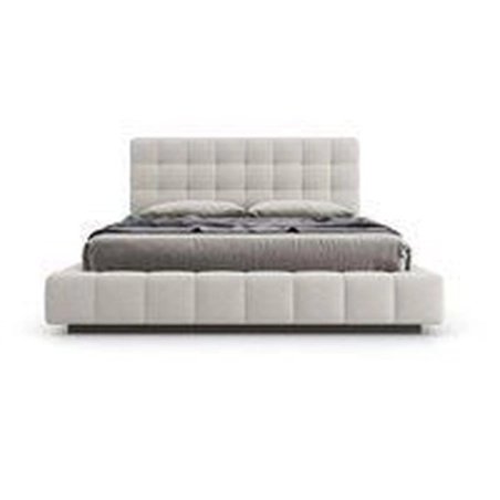 Modern Minimalist Upholstered Platform Bed Frame with Tufted Headboard