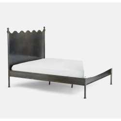 Premium Iron Bed Frame with Elegant Scalloped Headboard
