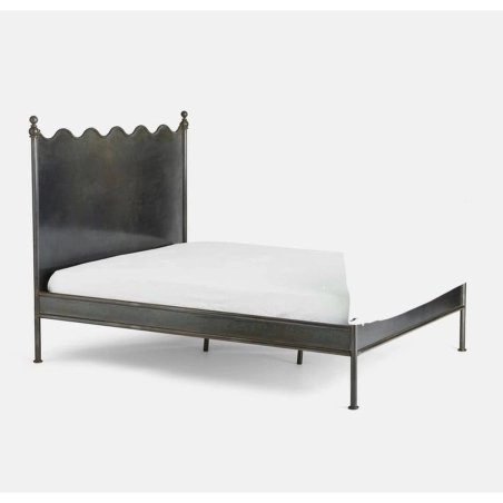 Premium Iron Bed Frame with Elegant Scalloped Headboard