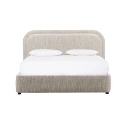 Modern Upholstered Fabric Bed Frame with Curved Headboard