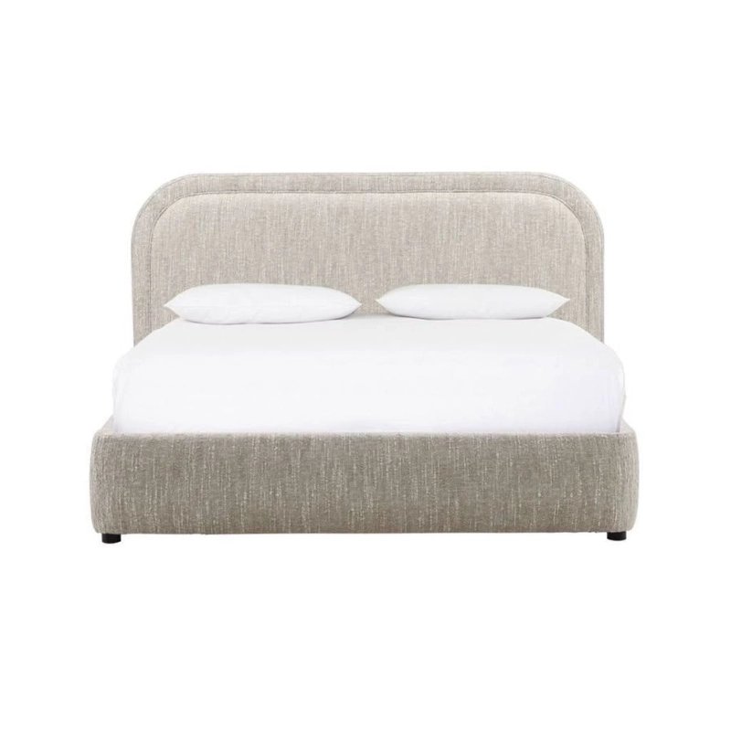 Modern Upholstered Fabric Bed Frame with Curved Headboard Modern Upholstered Fabric Bed Frame with Curved Headboard