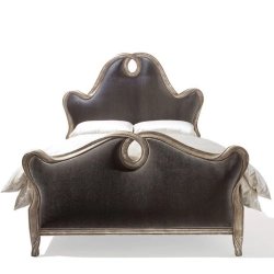 Luxury Upholstered Carved Wood Bed Frame Classic Style