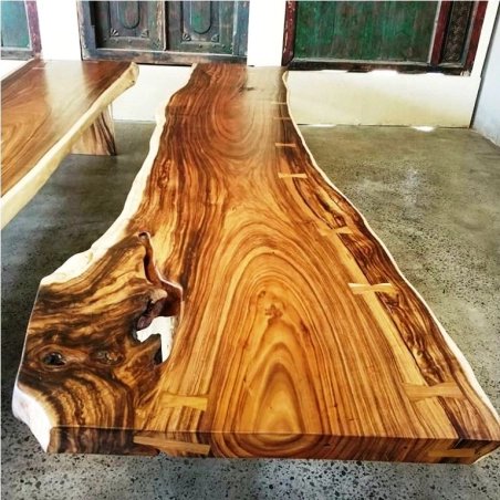 Mulyoharjo Furniture Monkey Pod Slab Dining Table 1333