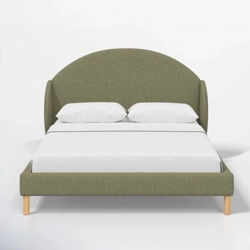 Minimalist Modern Olive Green Fabric Upholstered Bed Minimalist Modern Olive Green Fabric Upholstered Bed