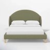 Minimalist Modern Olive Green Fabric Upholstered Bed