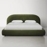 Modern Plush Velvet Fabric Bed with Rounded Headboard