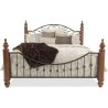 Classic Wood and Iron Bed Frame with Decorative Headboard and Footboard