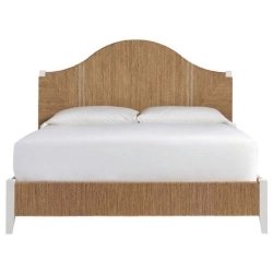Coastal Style Natural Woven Fiber Bed Frame with Arched Headboard