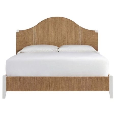 Coastal Style Natural Woven Fiber Bed Frame with Arched Headboard