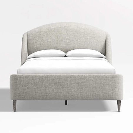 Luxury Modern Fabric Upholstered Bed Frame with Curved Headboard
