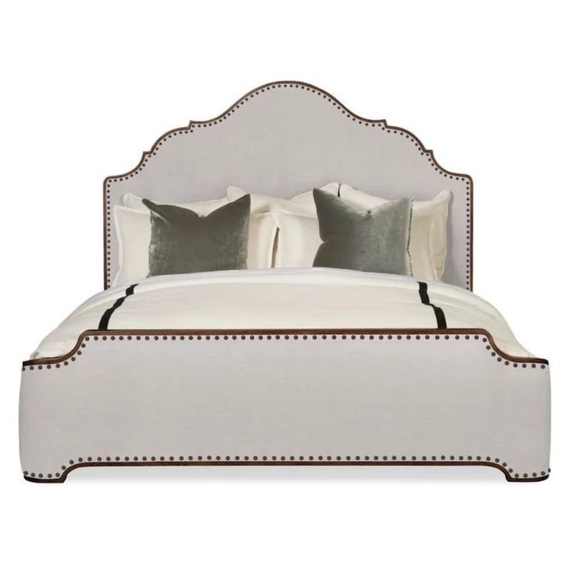 Elegant Upholstered Bed with Curved Headboard and Nailhead Trim Elegant Upholstered Bed with Curved Headboard and Nailhead Trim