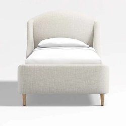 Minimalist Upholstered Single Bed with Curved Headboard