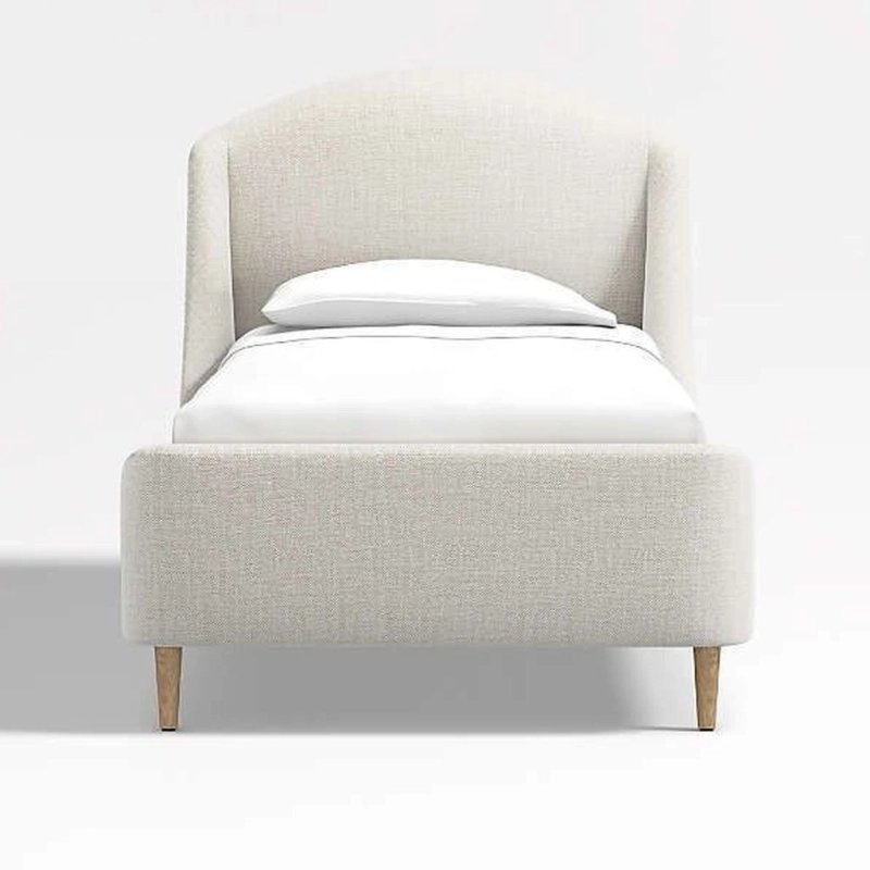 Minimalist Upholstered Single Bed with Curved Headboard Minimalist Upholstered Single Bed with Curved Headboard