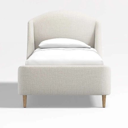 Minimalist Upholstered Single Bed with Curved Headboard