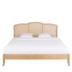 Elegant Cane Panel Solid Wood Bed Frame Classic Style
