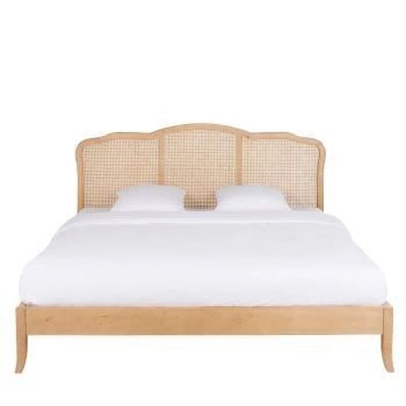 Elegant Cane Panel Solid Wood Bed Frame Classic Style Elegant Cane Panel Solid Wood Bed Frame Classic Style