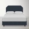 Modern Navy Blue Upholstered Bed Frame with Headboard