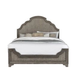 Transitional Wood Bed Frame with Arched Headboard and Footboard, Queen Size