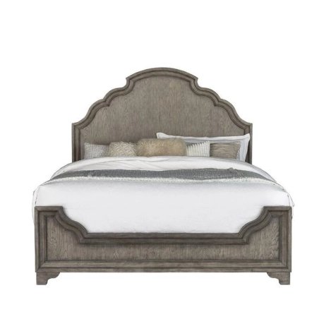 Transitional Wood Bed Frame with Arched Headboard and Footboard, Queen Size