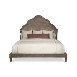 Elegant Solid Wood Queen Bed with Arched Headboard