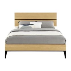 Modern Minimalist Wooden Platform Bed Frame with Headboard