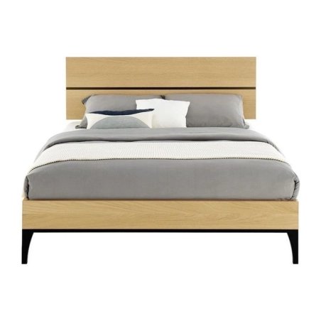 Modern Minimalist Wooden Platform Bed Frame with Headboard