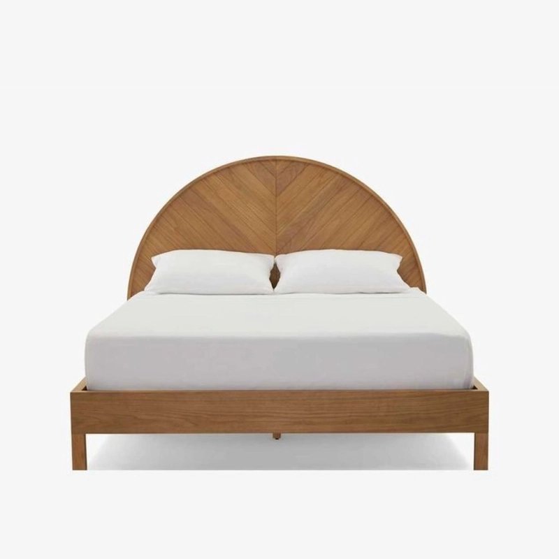 Solid Wood Bed Frame with Arched Herringbone Headboard Solid Wood Bed Frame with Arched Herringbone Headboard