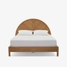 Solid Wood Bed Frame with Arched Herringbone Headboard