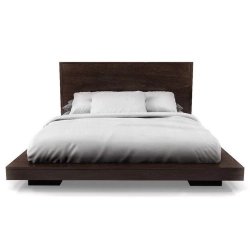 Modern Minimalist Platform Bed Frame Dark Brown Wood Design