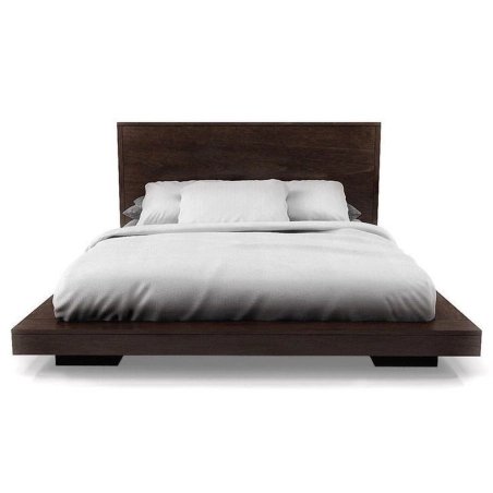 Modern Minimalist Platform Bed Frame Dark Brown Wood Design