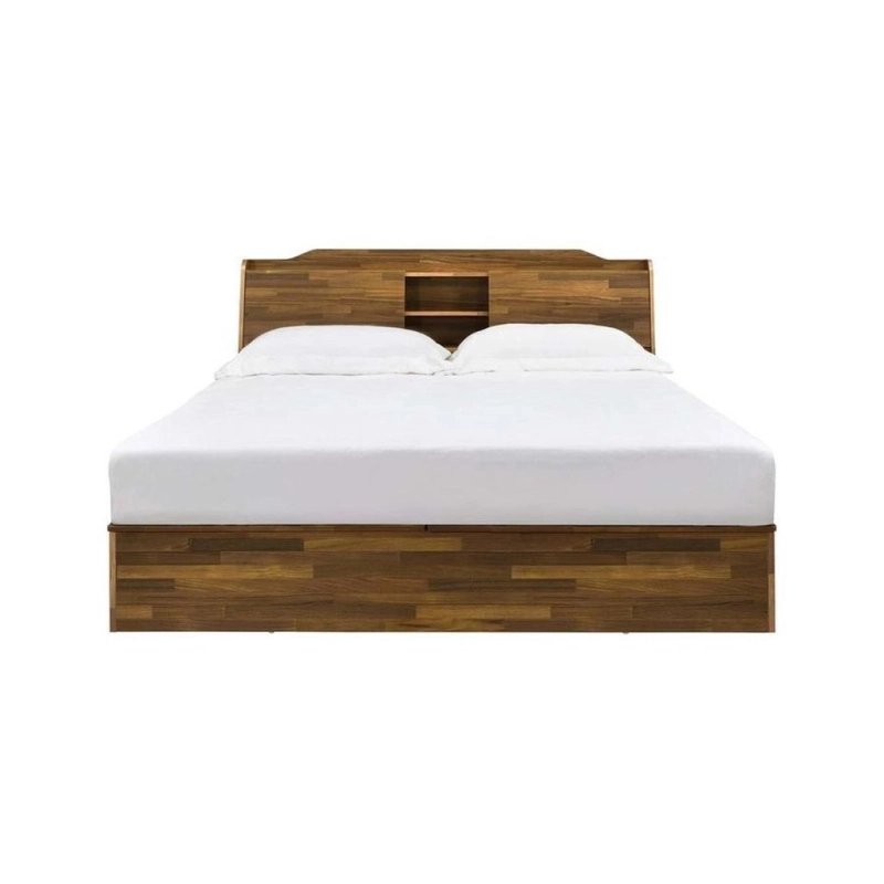 Modern Wooden Bed Frame with Integrated Headboard Shelf Modern Wooden Bed Frame with Integrated Headboard Shelf