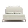 Modern Upholstered Platform Bed Frame with Curved Headboard and Wood Legs
