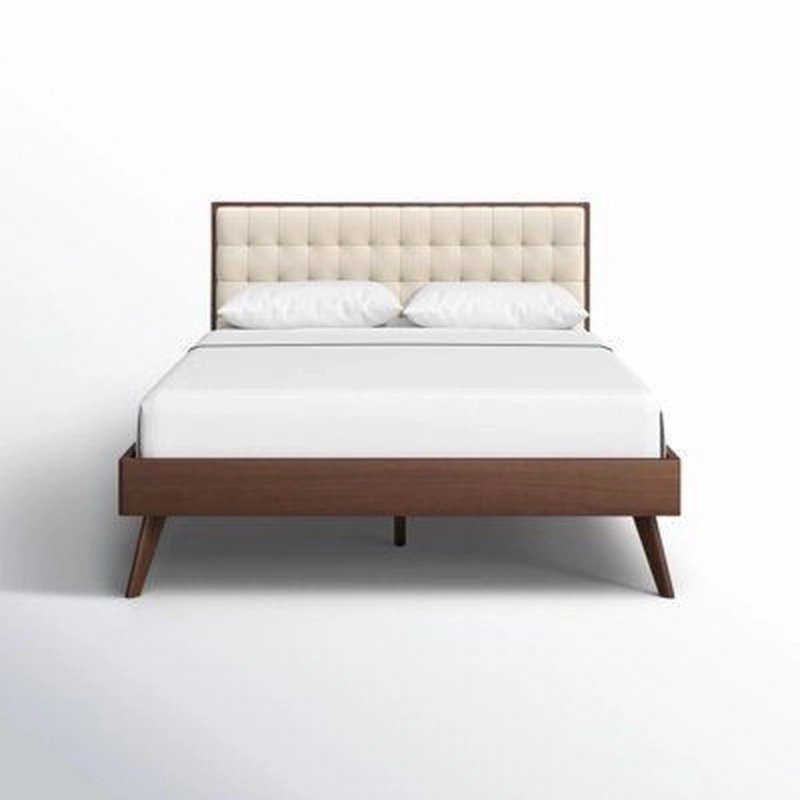 Mid-Century Modern Platform Bed with Tufted Headboard Mid-Century Modern Platform Bed with Tufted Headboard