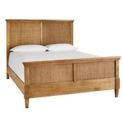 Premium Solid Wood Rattan Panel Bed Frame Queen Size