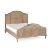 Elegant French Provincial Wood and Rattan Cane Bed Frame