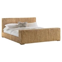Handcrafted Woven Rattan Coastal Bed Frame Queen Size