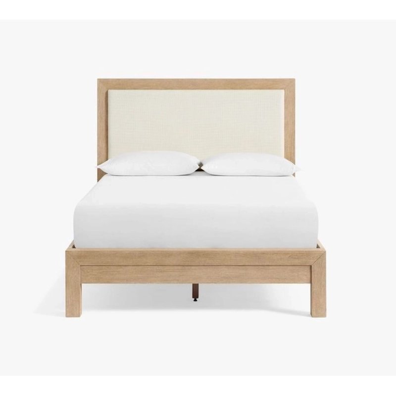 Minimalist Wooden Bed Frame with Upholstered Headboard Minimalist Wooden Bed Frame with Upholstered Headboard