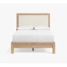 Minimalist Wooden Bed Frame with Upholstered Headboard