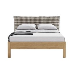 Modern Minimalist Bed Frame with Fabric Headboard