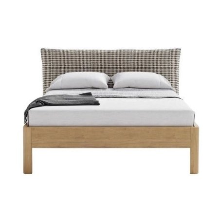 Modern Minimalist Bed Frame with Fabric Headboard