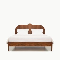 Elegant Solid Wood Bed Frame with Decorative Headboard