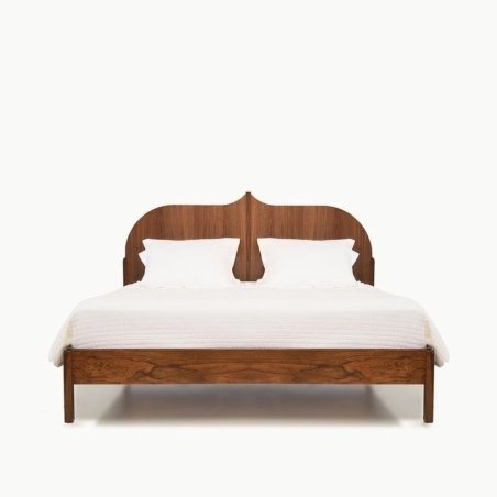 Elegant Solid Wood Bed Frame with Decorative Headboard