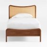 Elegant Rattan Cane and Wood Bed Frame for Bedroom