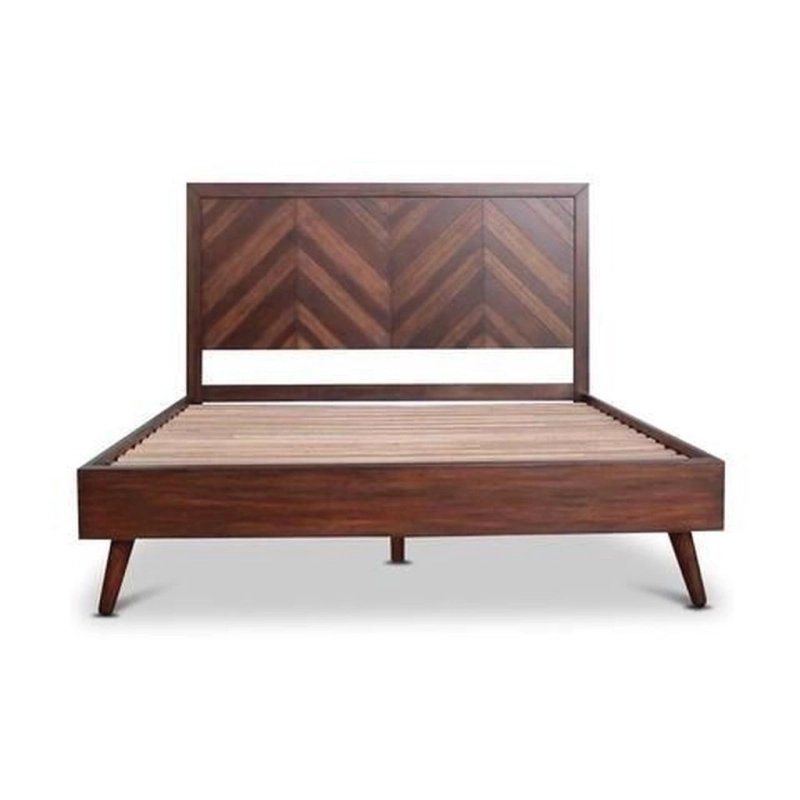 Mid-Century Modern Chevron Pattern Wood Bed Frame Mid-Century Modern Chevron Pattern Wood Bed Frame