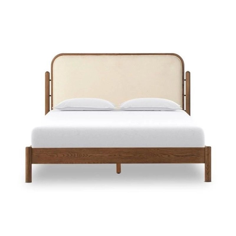 Modern Wooden Bed Frame with Upholstered Headboard Modern Wooden Bed Frame with Upholstered Headboard