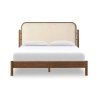 Modern Wooden Bed Frame with Upholstered Headboard